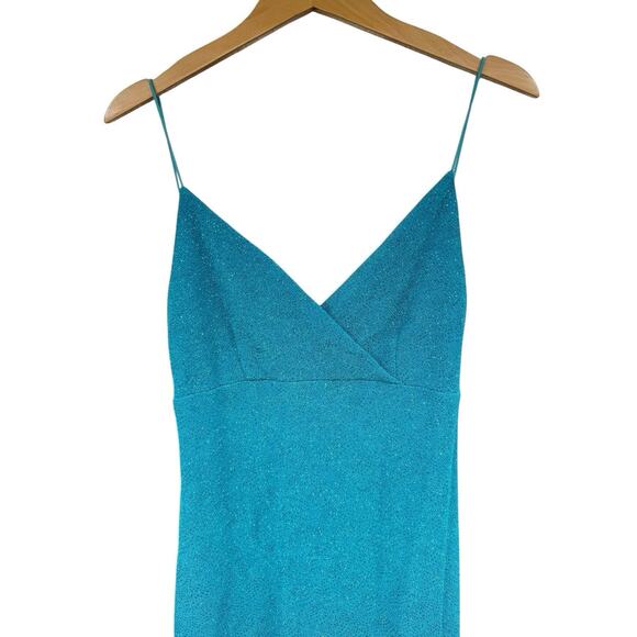 A Fortiori Maurice’s Y2K Open Back Prom Dress Evening Gown Turquoise Sparkle M - Picture 2 of 9